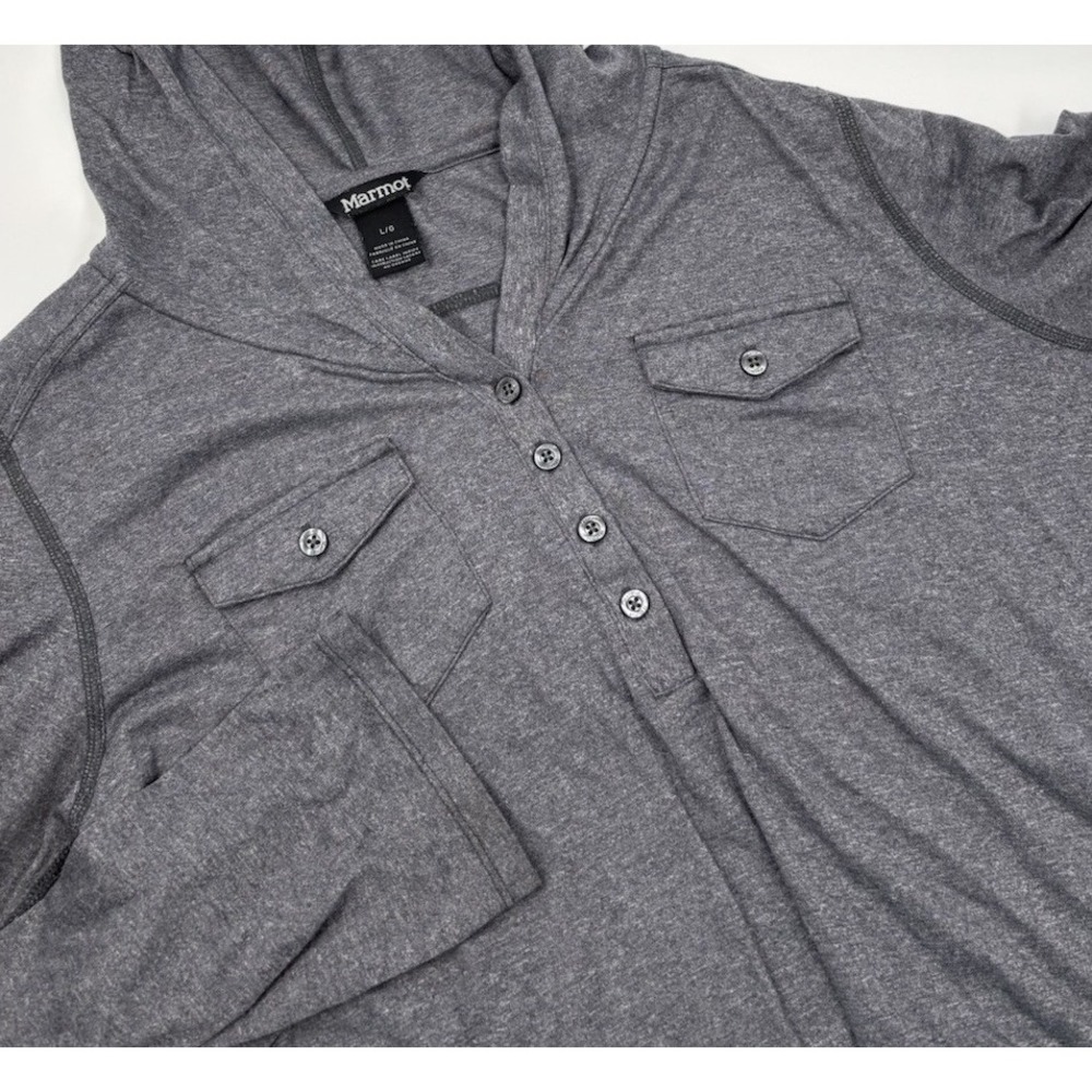 Marmot Women's L Gray Nylon Long Sleeve Hooded Shirt